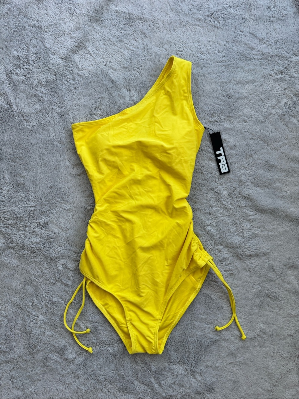 TA3 One Sidey Keyhole Snatched Waist Lace Up Swimsuit Lemon Yellow Medium Reg
